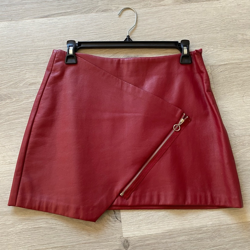 Zara Red Faux Leather Mini Skirt